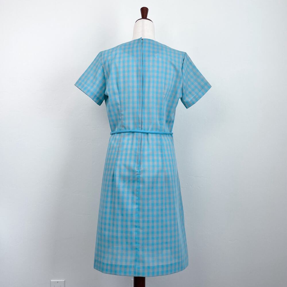 Vintage 1950's Glenbrooke Summer Blue Gingham Short Sleeve A-Line Dress MEDIUM - Picture 6 of 10